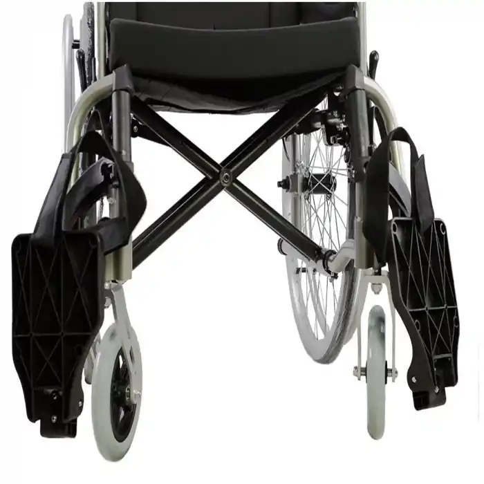 Poylin Alüminyum Hafif Tekerlekli Sandalye | Katlanabilir Çift Makaslı Şase, Çıkarılabilir Teker ve Ayaklık, Anti-Tipper Destekli P957