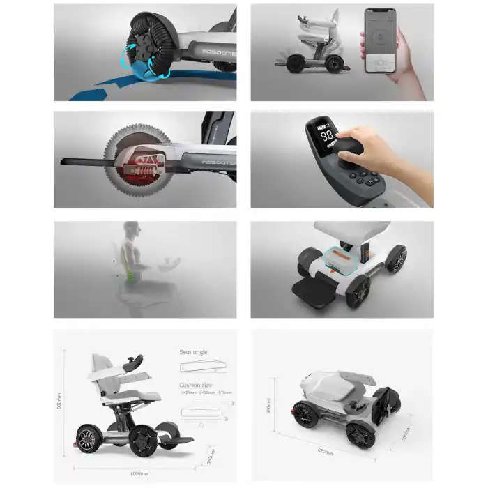 Robooter Akülü Tekerlekli Sandalye | Ergonomik Tasarım, Hafif Alüminyum Gövde ve 35 km Menzilli Mobilite Desteği X40