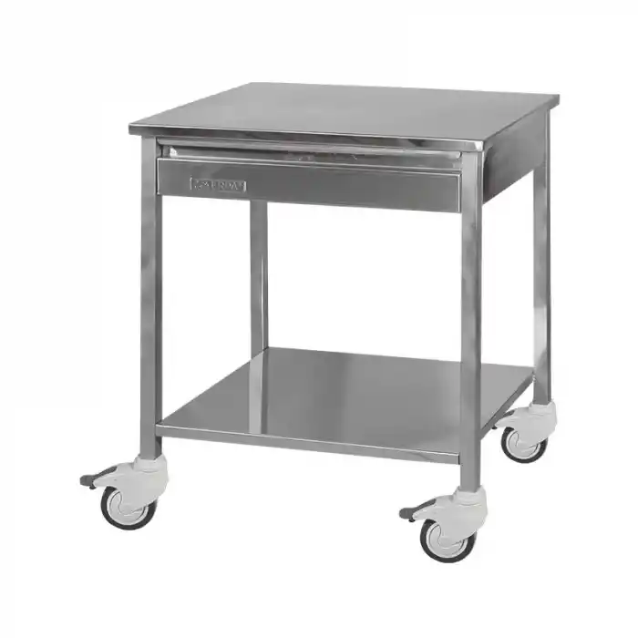 Tek Çekmeceli Pansuman Arabası | Tamamı Paslanmaz Çelik Gövde, Çekmeceli, Antistatik Tekerlekli E-252/A