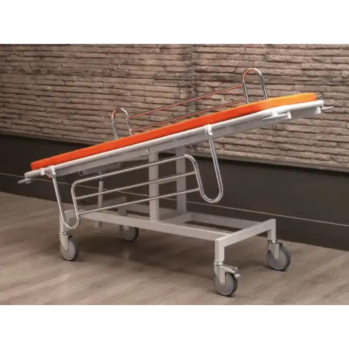 Turuncu Hasta Taşıma Sedyesi | Amortisörlü Sırt ve Trendelenburg Ayarlı, Emniyet Kemerli TM-C3007