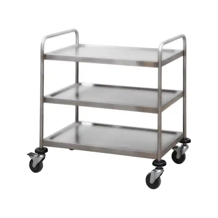 Üç Katlı Paslanmaz Çelik Malzeme Arabası | Endüstriyel Taşıma ve Servis Arabası E-261/A