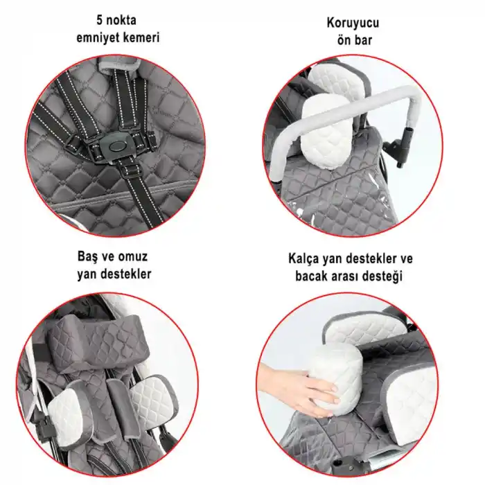 WOLLEX Engelli Puseti | Ayarlanabilir Yapısı ve Katlanabilir Şasesiyle Taşınabilir 8901-16 CP