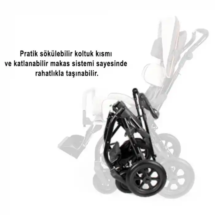 WOLLEX Engelli Puseti | Ayarlanabilir Yapısı ve Katlanabilir Şasesiyle Taşınabilir 8901-16 CP