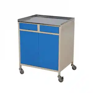 2 Çekmeceli Cihaz Arabası | Paslanmaz Çelik Tezgahlı, Metal Gövde, Antistatik Tekerlekli E-235