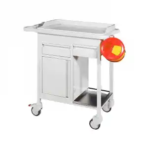 2 Çekmeceli ve Dolaplı Pansuman Arabası | ABS Üst ve Paslanmaz Alt Tezgahlı, Atık Kovası ve İtme Kollu E-236/A