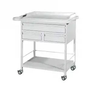 3 Çekmeceli Pansuman Arabası | ABS Antibakteriyel Üst Tezgahlı, Metal Gövde, Antistatik Tekerlekli E-237