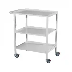 3 Raflı Pansuman Arabası | Antibakteriyel Metal Gövde, Antistatik Tekerlekli, İtme Kollu E-250