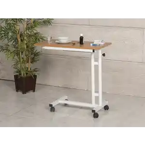 Ahşap Tablalı Yemek Servis Masası | Manuel Ayarlanabilir Bambu Tekerlekli Model 5902