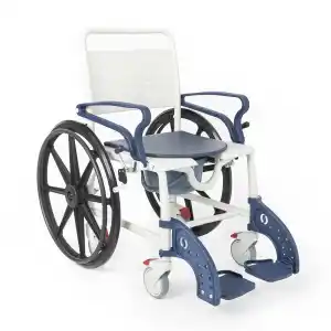 Comfort Plus Banyo ve Tuvalet Sandalyesi Lacivert | 6 Tekerlekli Çift Kullanım, Paslanmaz Plastik Gövde, Lazımlıklı DM-8088B