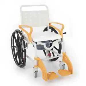 Comfort Plus Banyo ve Tuvalet Sandalyesi Turuncu | 6 Tekerlekli Soft Oturum, Bas-Çıkar Sistemli Çıkarılabilir Tekerlek, Paslanmaz Plastik Gövde DM-8088D