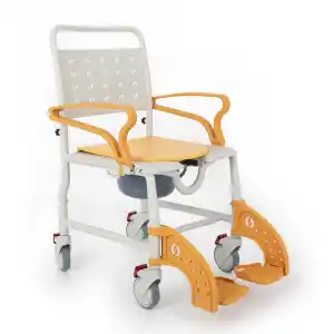 Comfort Plus Banyo ve Tuvalet Sandalyesi Turuncu| Plastik Gövde, Lazımlıklı, Frenli Tekerlekli DM-8088A