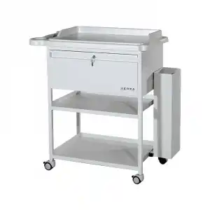 Yoğun Bakım Arabası | Kilitli Çekmeceli, ABS Üst Tezgahlı, Raflı Kateter Aparatlı Antibakteriyel Taşıyıcı E-237/C