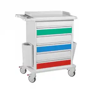 Acil Pansuman Arabası | 5 Çekmeceli, ABS Tezgahlı, Antistatik Tekerlekli E-260