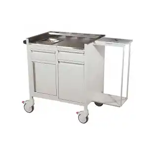 2 Çekmeceli Dolaplı Pansuman Arabası | Paslanmaz Çelik Tezgahlı Antibakteriyel Gövde E-254/A