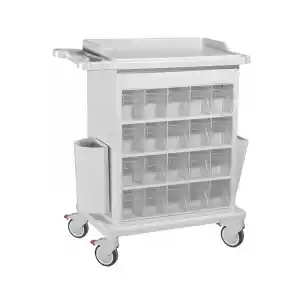 İlaç Dağıtım Arabası | 40 Gözlü İlaç Ünitesi, ABS Üst Tezgah, Antistatik Tekerlekli E-259