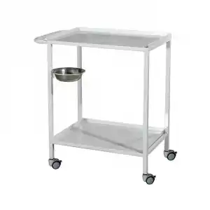 Pansuman Arabası E-250/A | İki Katlı, Antibakteriyel Gövdeli, Antistatik Tekerlekli, İtme Kollu Medikal Taşıma Arabası