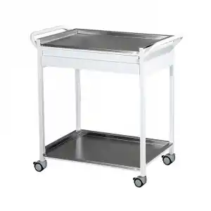 Pansuman ve Cihaz Arabası | Paslanmaz Çelik Üst ve Alt Tezgahlı, Çekmeceli, İtme Kollu, Antistatik Tekerlekli E-235/A