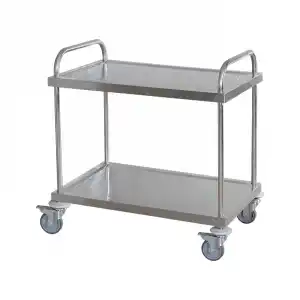 Paslanmaz Çelik Malzeme Arabası | 2 Katlı, Antistatik ABS Tekerlekli, İtme Kollu Taşıma Arabası E-261