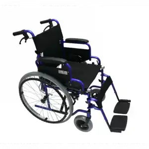 Poylin Özellikli Standart Manuel Tekerlekli Sandalye | Katlanabilir Sırtlı Çelik Şase, Refakatçi Frenli, Antibakteriyel Döşemeli P110