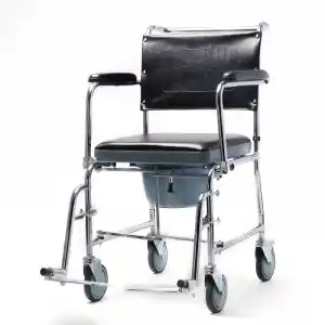 Poylin Banyo Tuvalet Sandalyesi | Katlanabilir Çelik Şase, Anti Bakteriyel Döşeme, Hareketli Kolçaklı P689