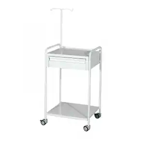Serum Askılıklı ve Çekmeceli Cihaz Arabası | Metal Gövde, Antibakteriyel Boyalı, Antistatik Tekerlekli E-233/A
