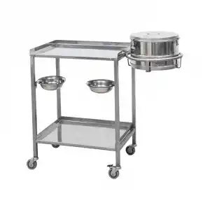 Trommelli ve Leğenli Pansuman Arabası | Paslanmaz Çelik Gövde, Antistatik Tekerlekli E-253/A