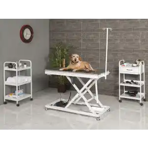 Veteriner Ameliyat Ve Operasyon Masası | Motorlu Yükseklik Paslanmaz Üst Tabla Sistemli Model 6110