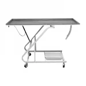 Veteriner Masası | Amortisörlü Eğim Ayarı, Atık Giderli, Frenli Tekerlekli Paslanmaz Tabla E-278/E
