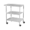 3 Raflı Pansuman Arabası | Antibakteriyel Metal Gövde, Antistatik Tekerlekli, İtme Kollu E-250