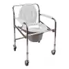 Poylin Tekerlekli Komot Tuvalet Sandalyesi | Katlanabilir Çelik Gövde, Yükseklik Ayarlı, Klozet Kapaklı P561