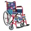 Poylin Çocuk Tekerlekli Sandalye | Katlanabilir Çelik Şase, Renkli Döşeme, Baldır Destekli P970