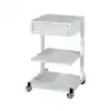 Raflı Ve Çekmeceli Cihaz Arabası | Üç Katlı,Metal Gövde, Antibakteriyel Boyalı, Antistatik Tekerlekli E-234/A