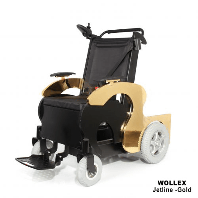 WOLLEX Refakatçi Sürüşlü Akülü Tekerlekli Sandalye | Güçlü Motor ve 250 kg Kapasiteli Jetline Gold