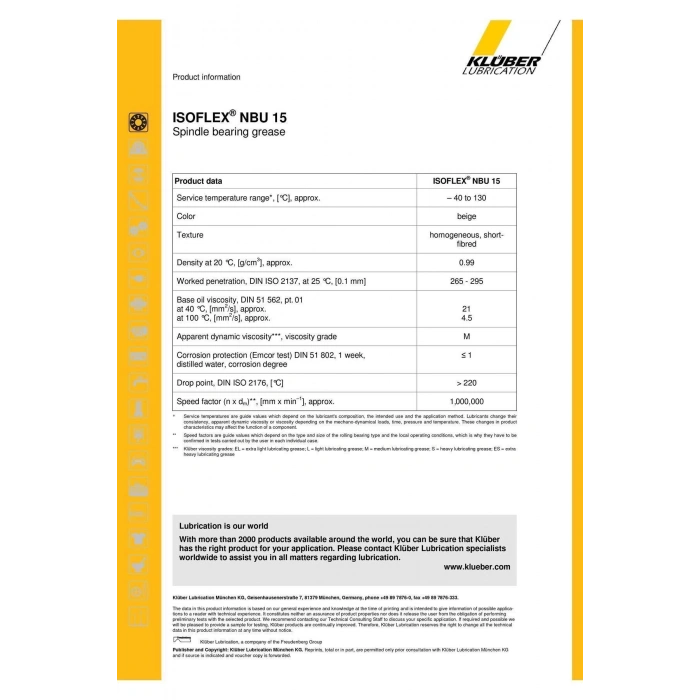 Kluber Isoflex Nbu 15 -1 Kg