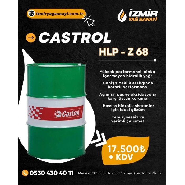 Castrol Hyspin Hlp-Z 68 208 Litre Hidrolik Sistem Yağı