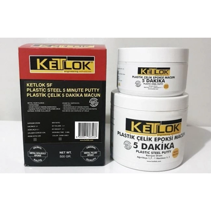 Ketlok 5 Daki̇ka Çeli̇k Epoksi̇ Macun 500 Gr Macunu