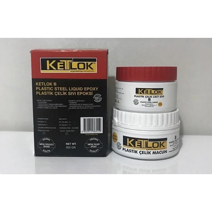 Ketlok B Metal Dolgulu Çeli̇k Sivi Epoksi̇ Endüstriyel Yapıştırıcılar