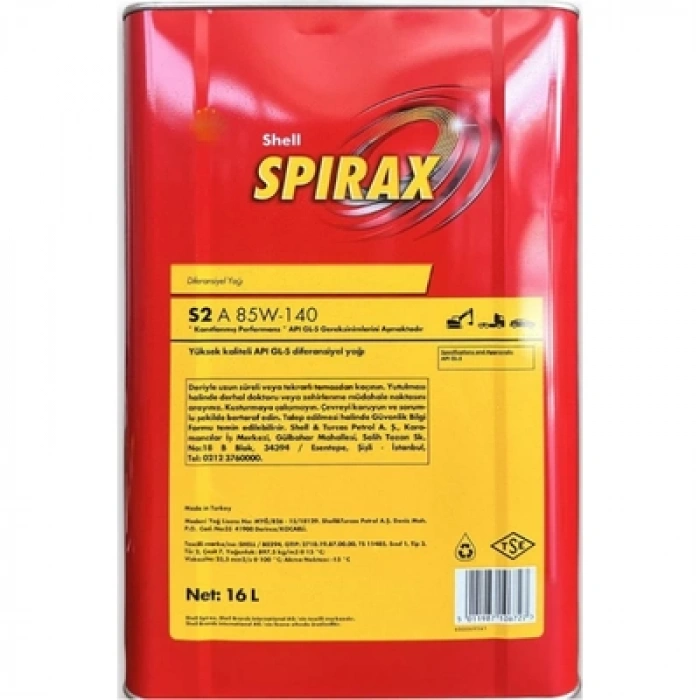 Shell Spirax S2 A 85W-140  16 Litre Şanzıman & Dişli Yağı