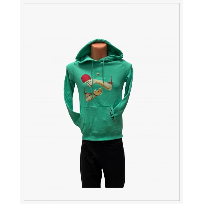 Backhand Servis Baskılı Kapüşonlu Sweatshirt