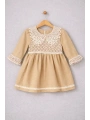 Zenessa Dantel Detaylı Keten Kız Elbise