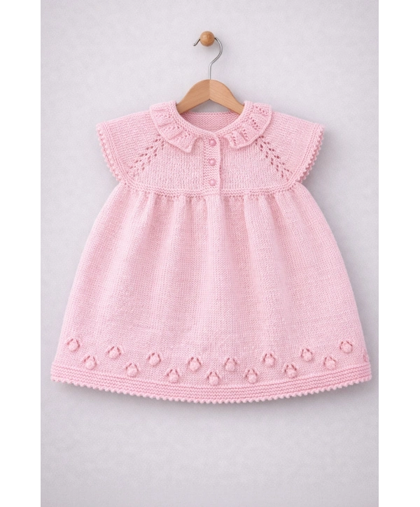 Zenessa El Örgüsü Fırfır Yakalı Kız Bebek Elbise
