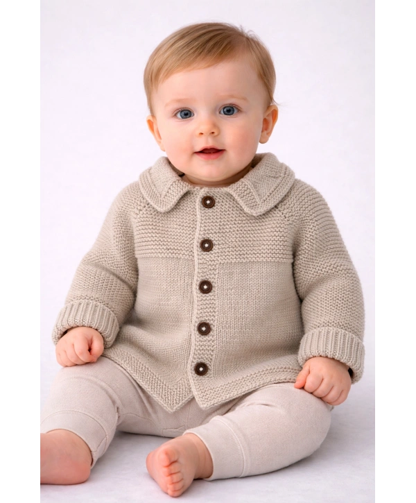 Zenessa El Örgüsü Yakalı Erkek Bebek Hırkası