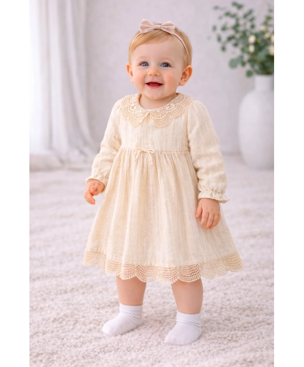 Zenessa Çizgili Müslin Kız Elbise