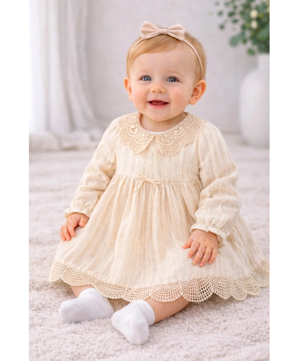 Zenessa Çizgili Müslin Kız Elbise