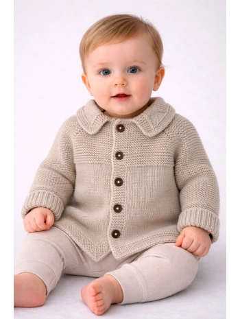 Zenessa El Örgüsü Yakalı Erkek Bebek Hırkası