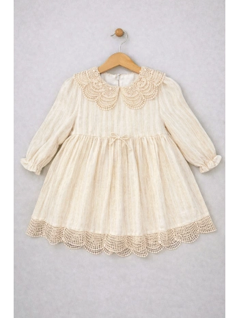 Zenessa Çizgili Müslin Kız Elbise