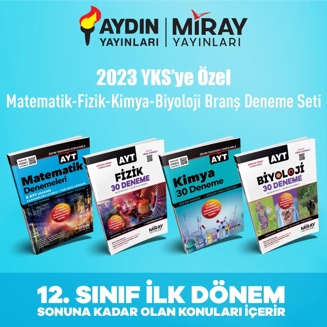 2023 YKS’ye Özel Fizik-Kimya-Biyoloji-Matematik Branş Deneme Seti