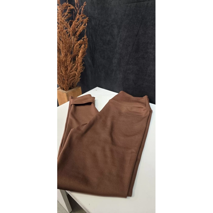 FİTİLLİ İÇİ ŞARDONLU TAYT YÜKSEK BEL RAHAT KALIP