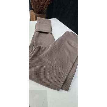 İÇİ ŞARDONLU YÜKSEK BEL TAYT VİZON