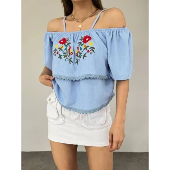 NAKIŞLI OMUZ DETAYLI BLUZ